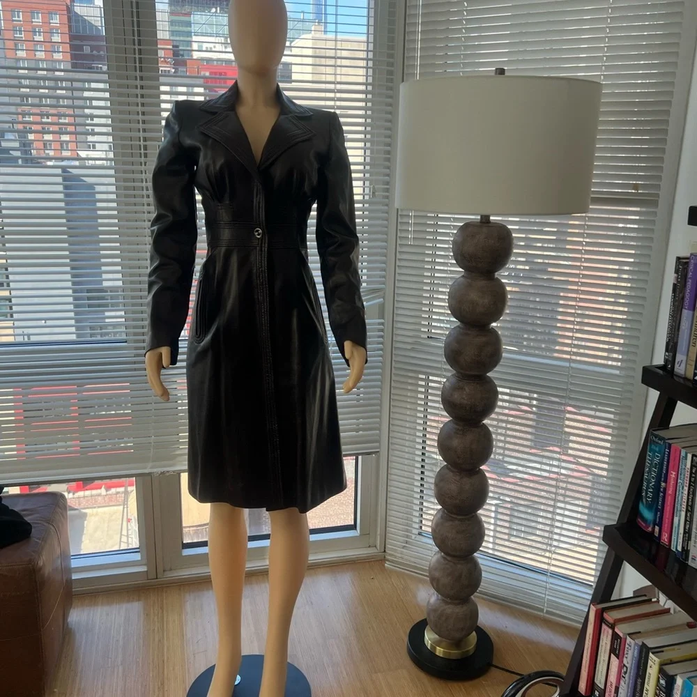 Gucci Black Leather Coat Dress - Picture 1 of 6